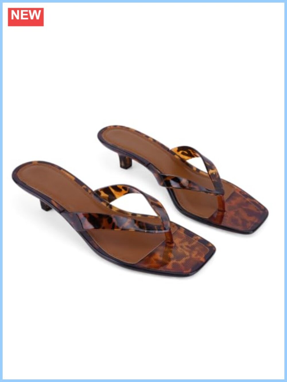 Jelly Flip Flop Kitten Heels Square Toe Slip On Sandals